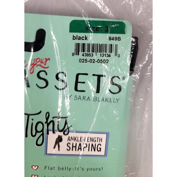 Love Your Assets By Sara Blakely Ankle-Length Shaping Tights Size 3 Black Nylon/ - Picture 3 of 5
